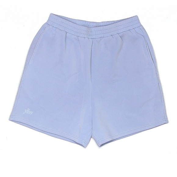 YLLW OLLIE KNIT NEOPRENE SHORTS — SKY BLUE yellow the label high waist lounge L - Picture 1 of 7